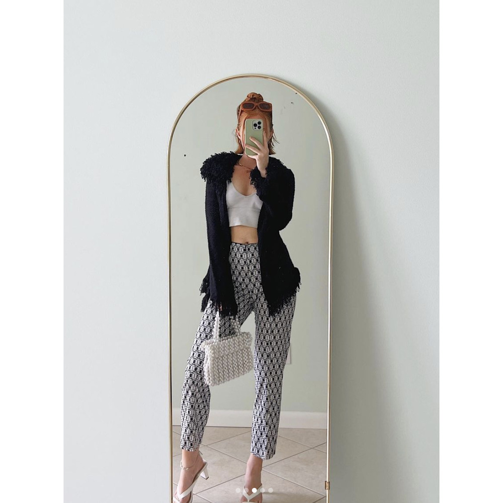 Vintage Y2K Style Black Shag Trim Cardigan Sweater